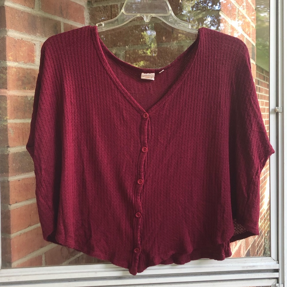 Maroon loose fit crop top
